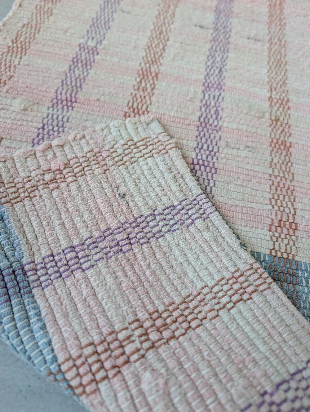 vintage country stripe RAG RUG hand-woven ragg